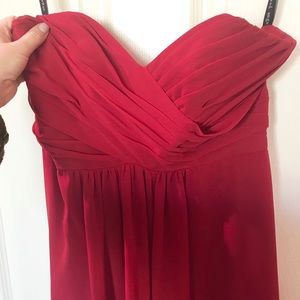 Alfred Angelo Burgundy Strapless Bridesmaid Dress